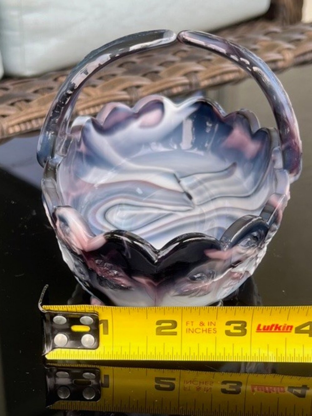 Westmoreland‎ Purple & White Slag Glass Handled Basket Dish Stunning Vintage! - Picture 2 of 12